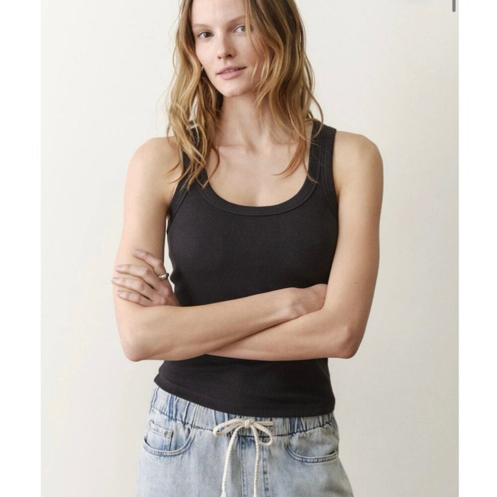 NWOT Women’s Marine Layer Lexi Rib Sun-In Tank in Faded Black SZ XS